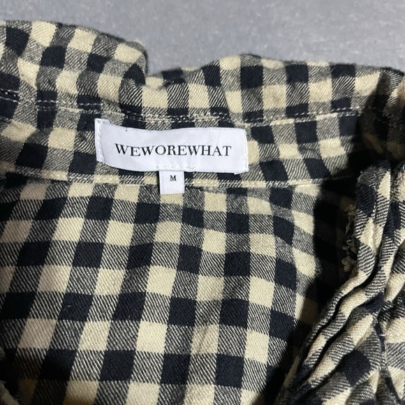 We Wore What Top Womens Medium Gingham Check Boyfriend Shirt Cozy Boho - Picture 2 of 7